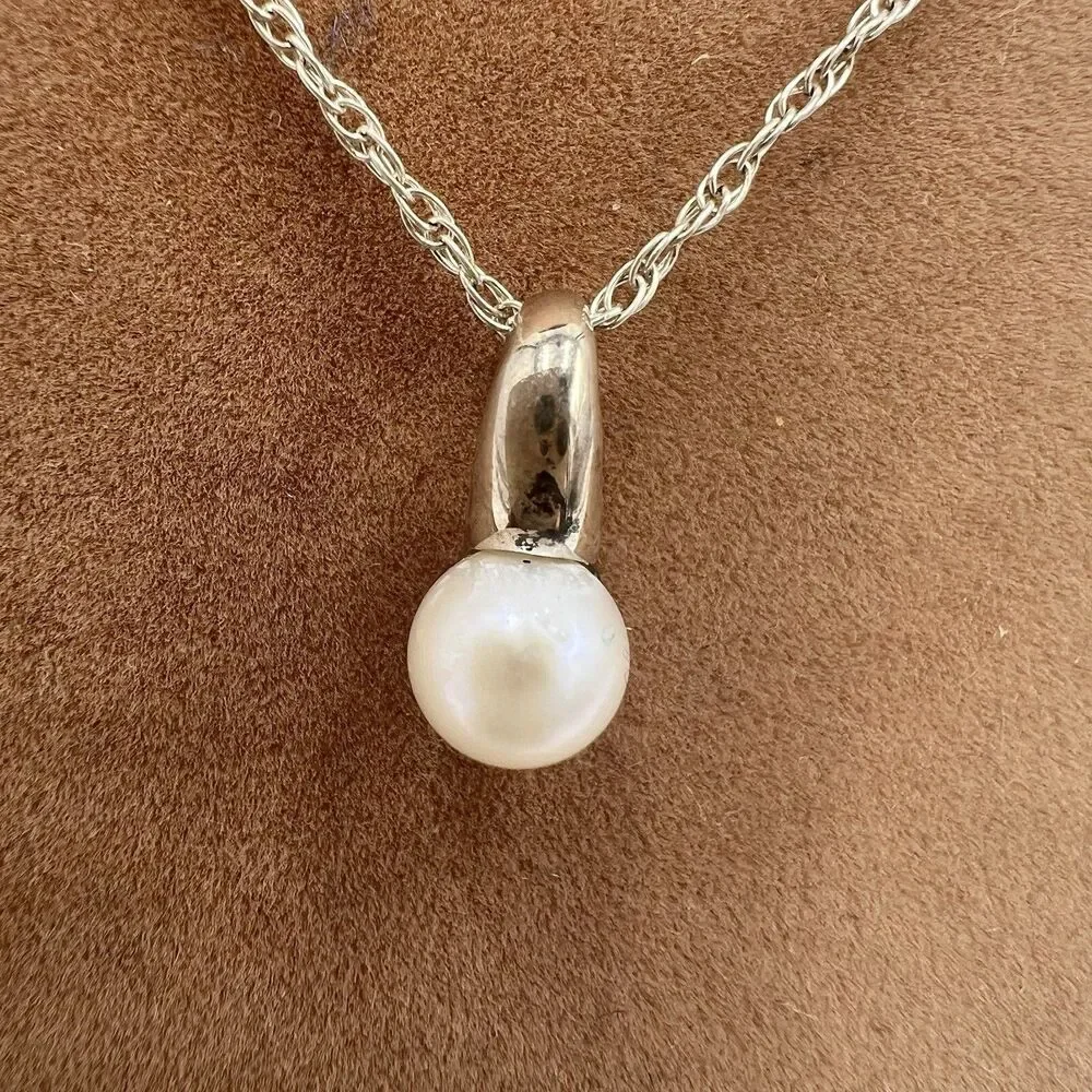 925 Sterling Cultured Pearl Pendant Necklace Sterling Chain And Pendant 18